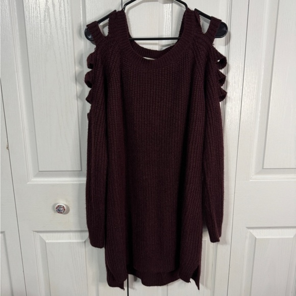 Questions? Plum Cutout‎ Cold Shoulder Knit Sweater Women's Size 3XL Boho Office